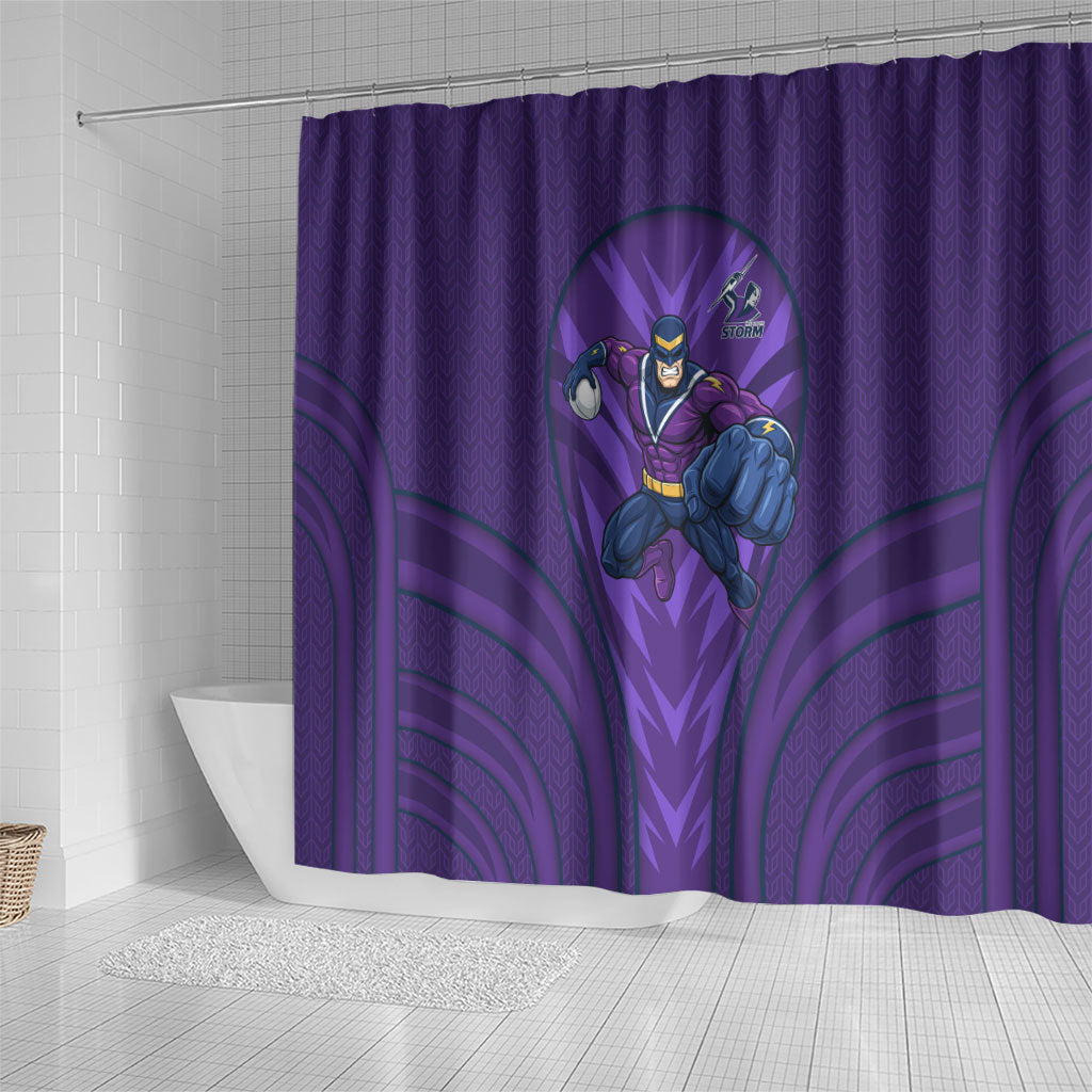 Melbourne Storm Rugby Mascot Shower Curtain Australian Rugby Culture - Tribal Inspired Superhero