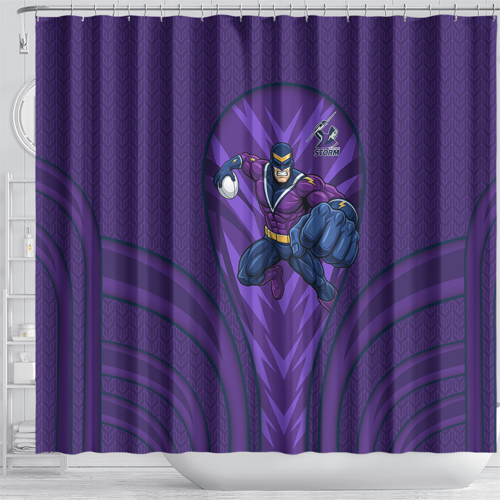 Melbourne Storm Rugby Mascot Shower Curtain Australian Rugby Culture - Tribal Inspired Superhero