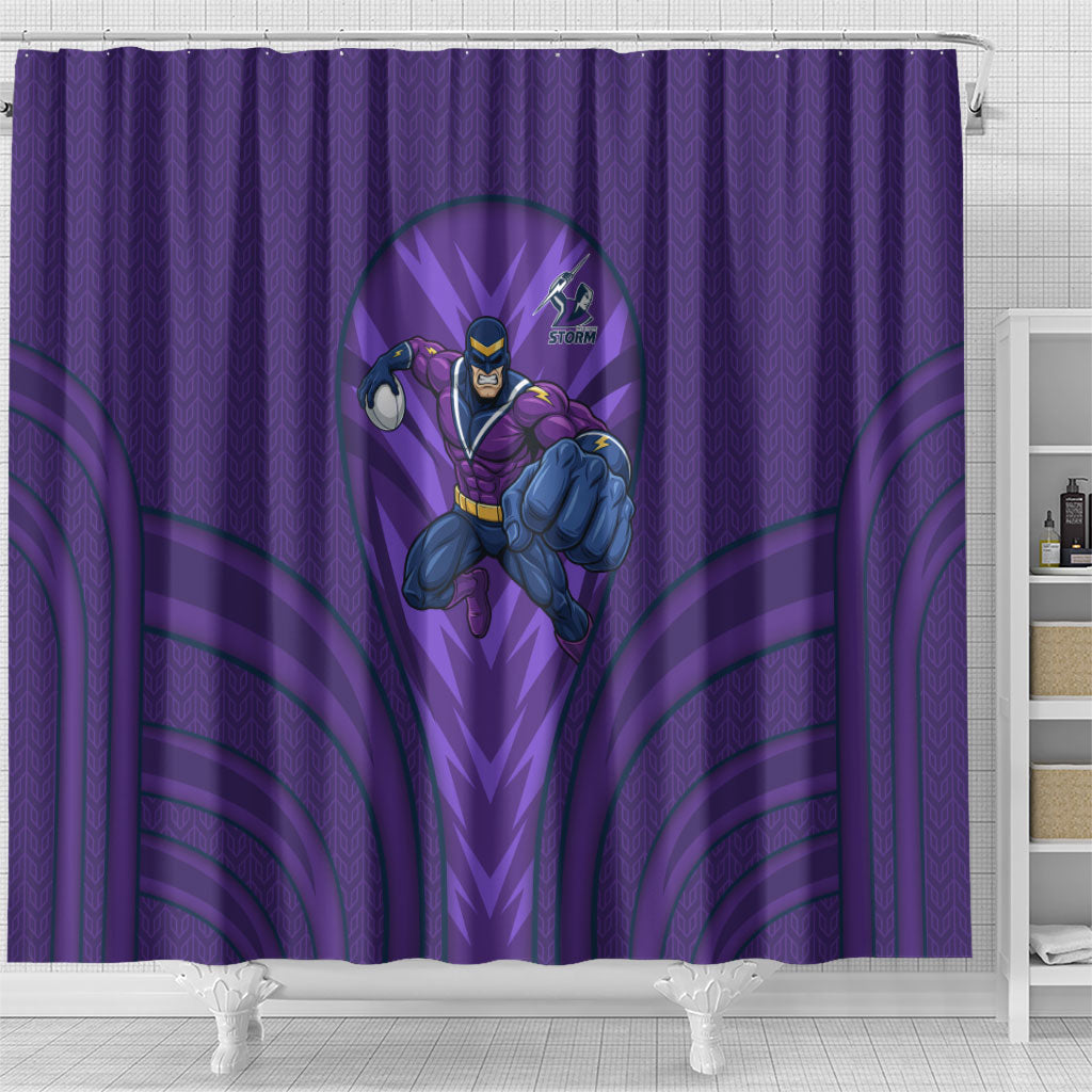 Melbourne Storm Rugby Mascot Shower Curtain Australian Rugby Culture - Tribal Inspired Superhero