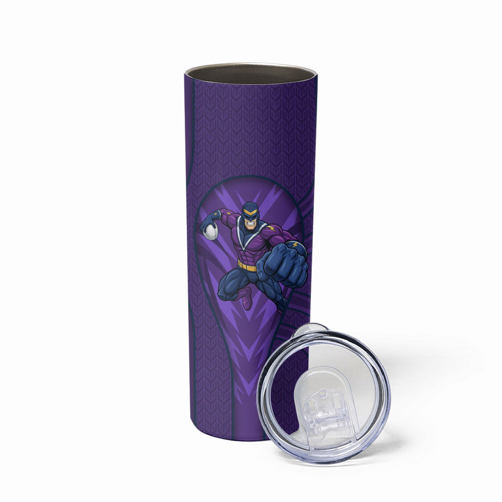 Melbourne Storm Rugby Mascot Skinny Tumbler Australian Rugby Culture - Tribal Inspired Superhero