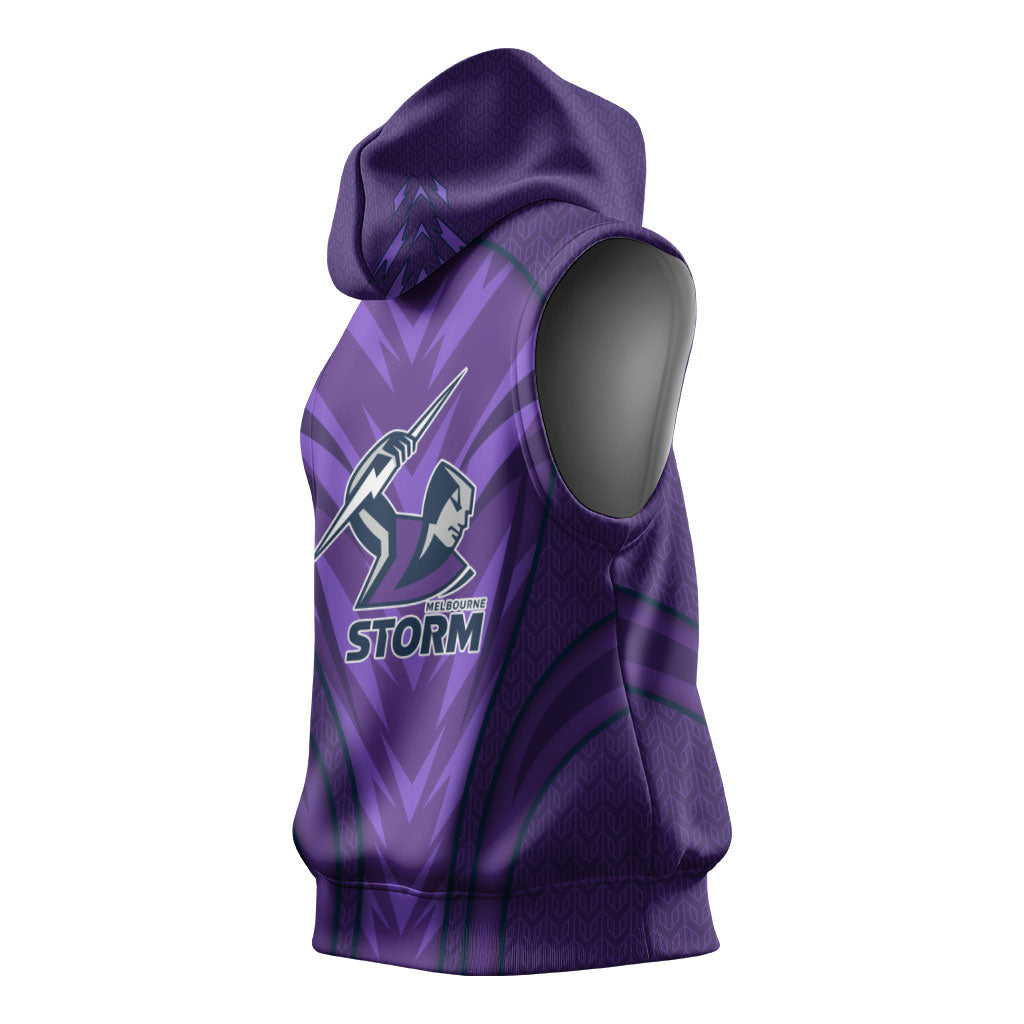 Melbourne Storm Rugby Mascot Sleeveless Hoodie Australian Rugby Culture - Tribal Inspired Superhero
