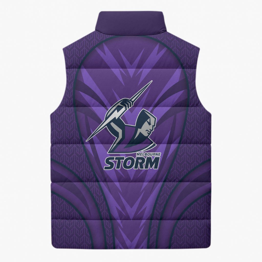 Melbourne Storm Rugby Mascot Sleeveless Puffer Jacket Australian Rugby Culture - Tribal Inspired Superhero