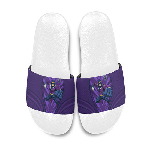 Melbourne Storm Rugby Mascot Slide Sandals Australian Rugby Culture - Tribal Inspired Superhero