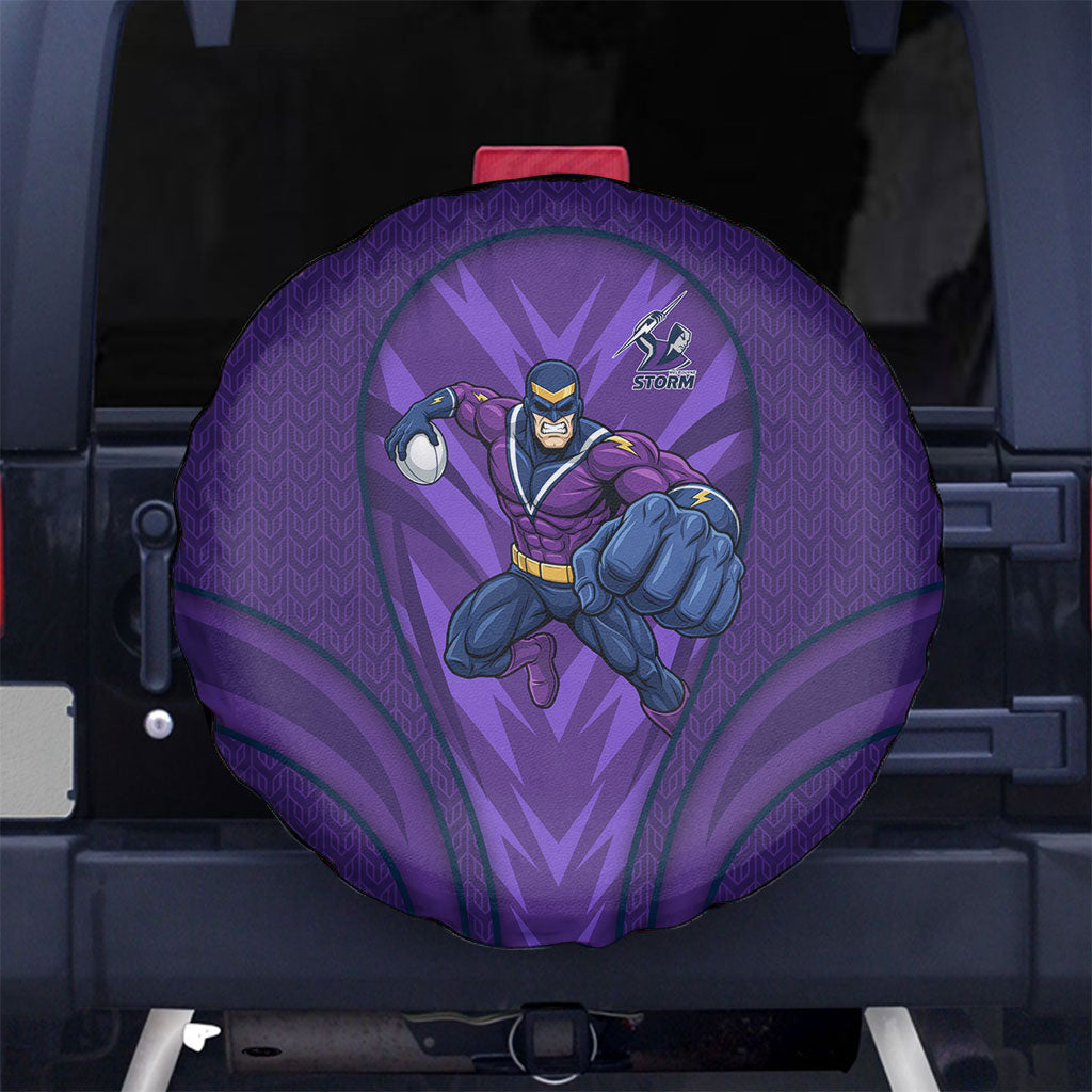 Melbourne Storm Rugby Mascot Spare Tire Cover Australian Rugby Culture - Tribal Inspired Superhero