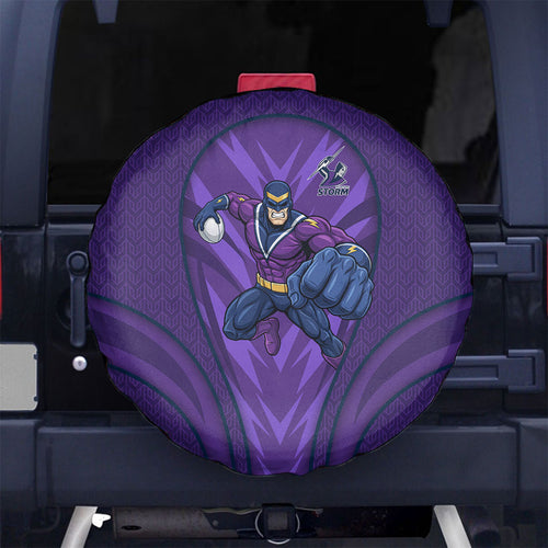 Melbourne Storm Rugby Mascot Spare Tire Cover Australian Rugby Culture - Tribal Inspired Superhero