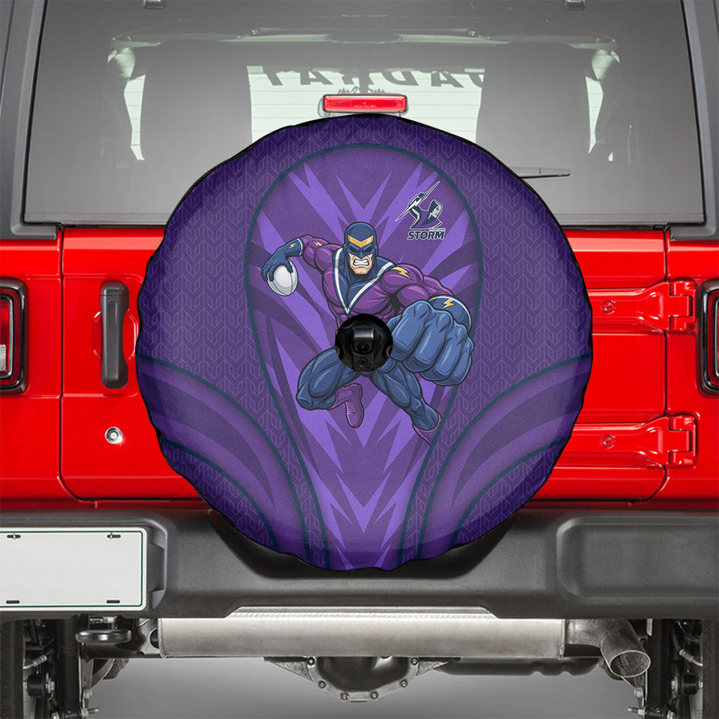 Melbourne Storm Rugby Mascot Spare Tire Cover Australian Rugby Culture - Tribal Inspired Superhero