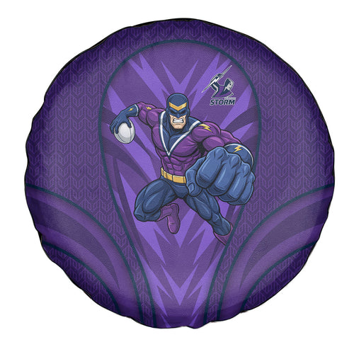 Melbourne Storm Rugby Mascot Spare Tire Cover Australian Rugby Culture - Tribal Inspired Superhero