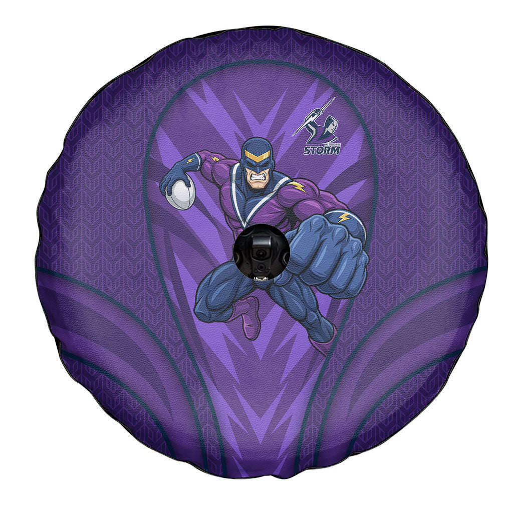 Melbourne Storm Rugby Mascot Spare Tire Cover Australian Rugby Culture - Tribal Inspired Superhero