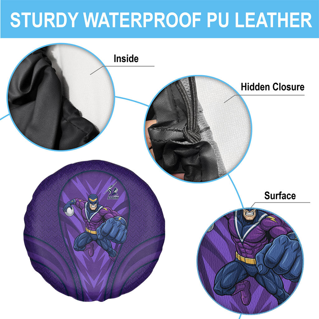 Melbourne Storm Rugby Mascot Spare Tire Cover Australian Rugby Culture - Tribal Inspired Superhero