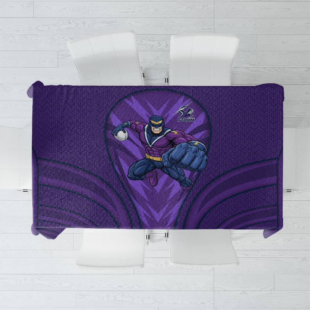 Melbourne Storm Rugby Mascot Tablecloth Australian Rugby Culture - Tribal Inspired Superhero