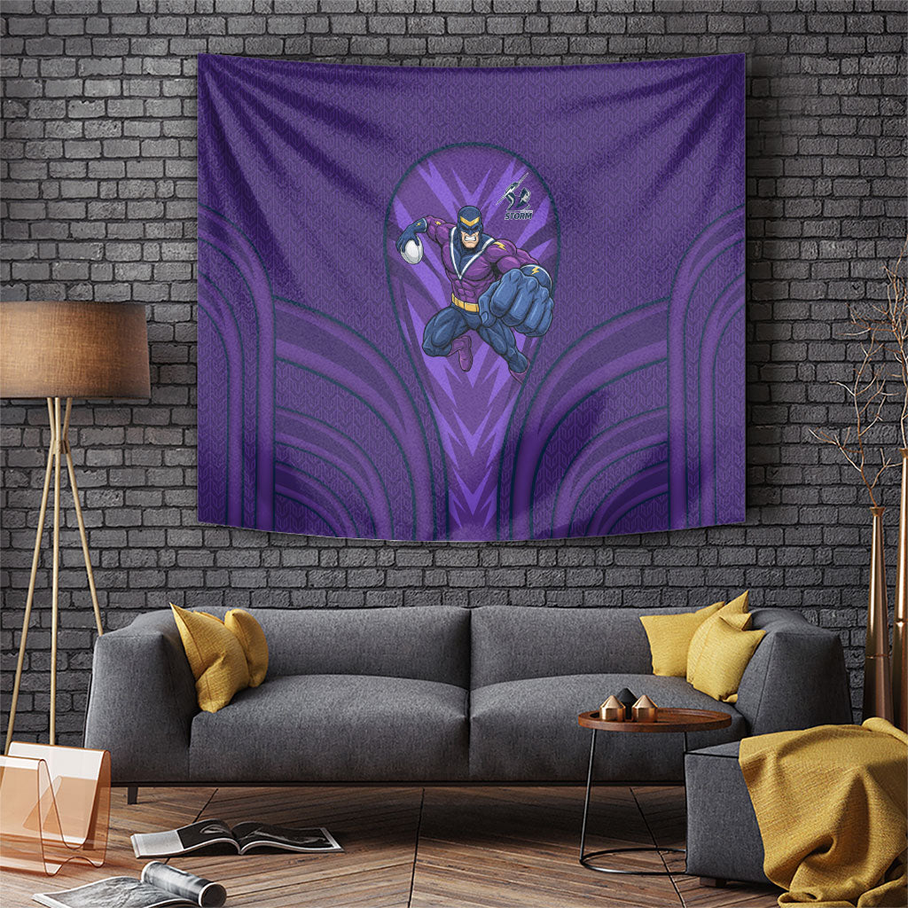 Melbourne Storm Rugby Mascot Tapestry Australian Rugby Culture - Tribal Inspired Superhero