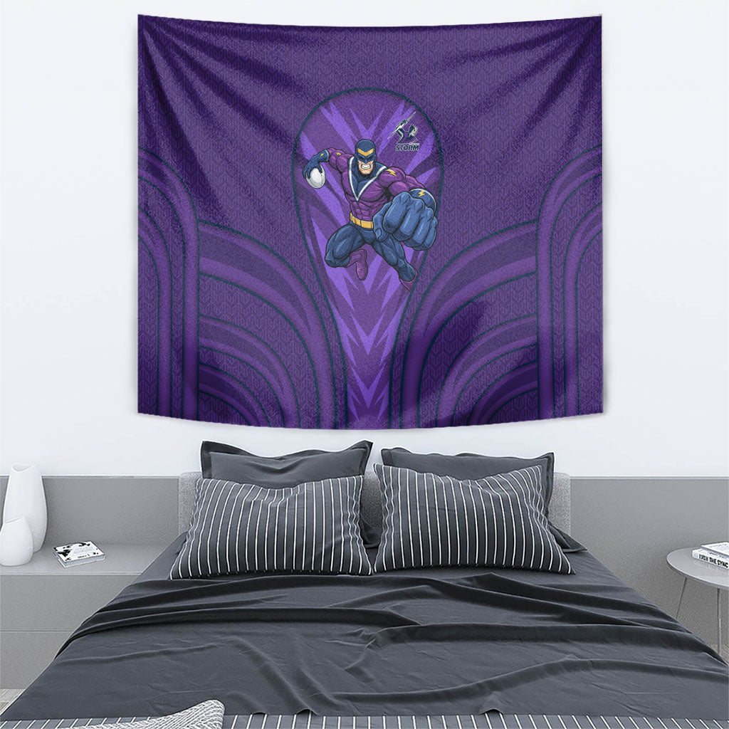 Melbourne Storm Rugby Mascot Tapestry Australian Rugby Culture - Tribal Inspired Superhero