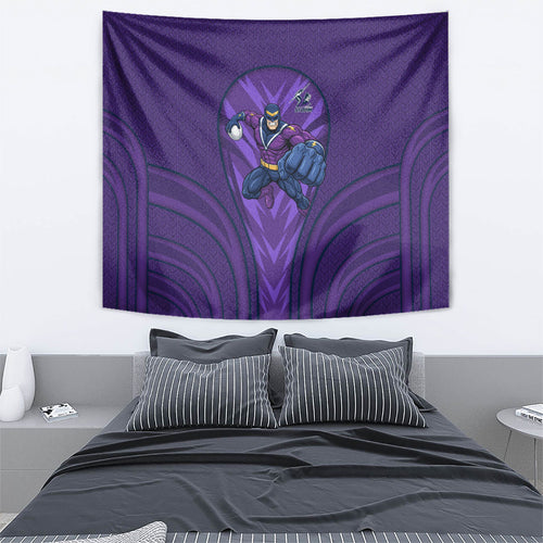 Melbourne Storm Rugby Mascot Tapestry Australian Rugby Culture - Tribal Inspired Superhero