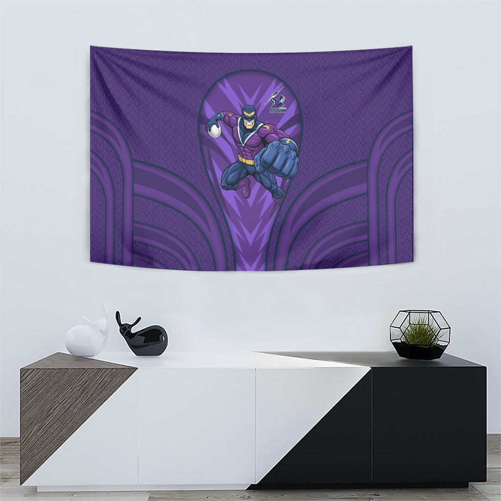 Melbourne Storm Rugby Mascot Tapestry Australian Rugby Culture - Tribal Inspired Superhero