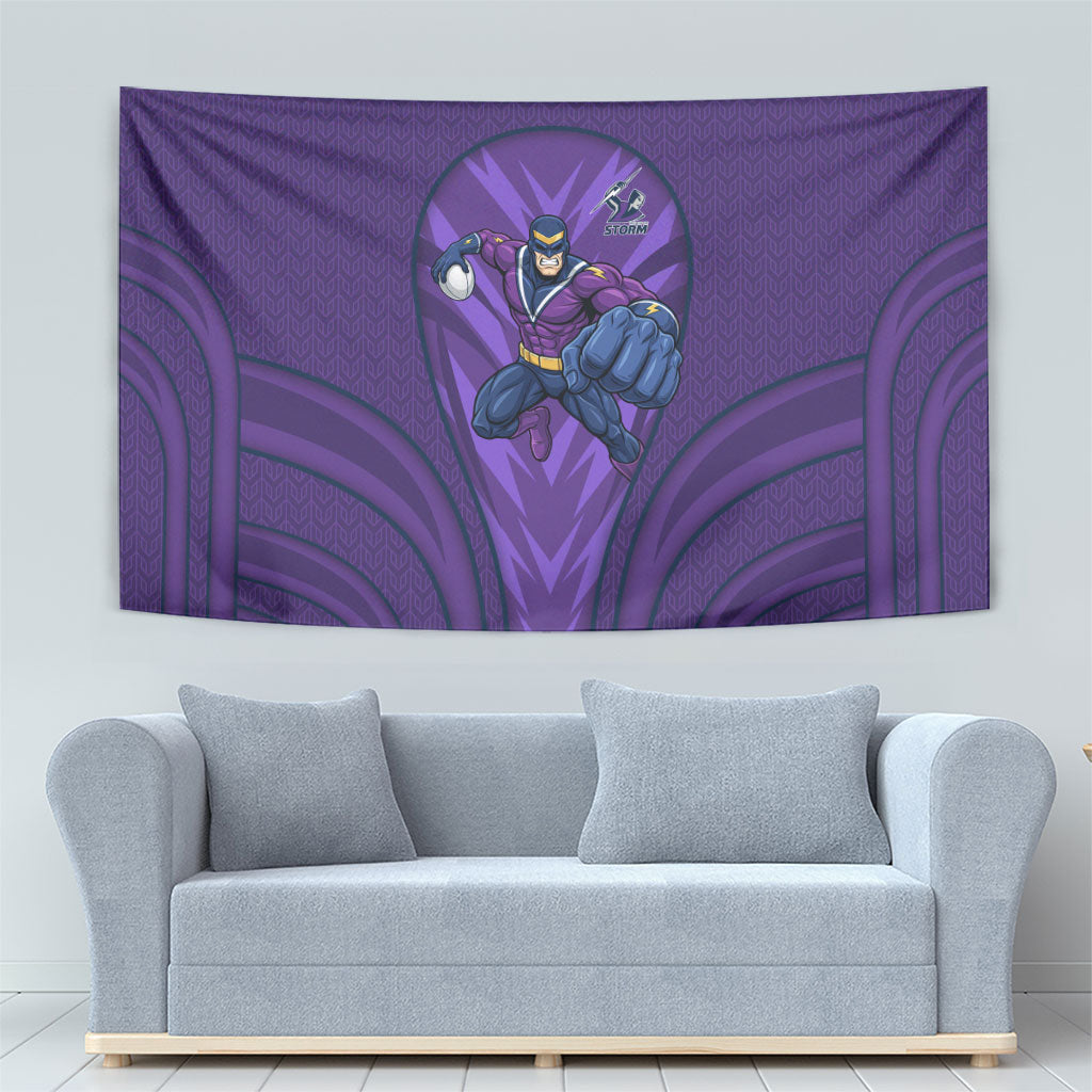 Melbourne Storm Rugby Mascot Tapestry Australian Rugby Culture - Tribal Inspired Superhero