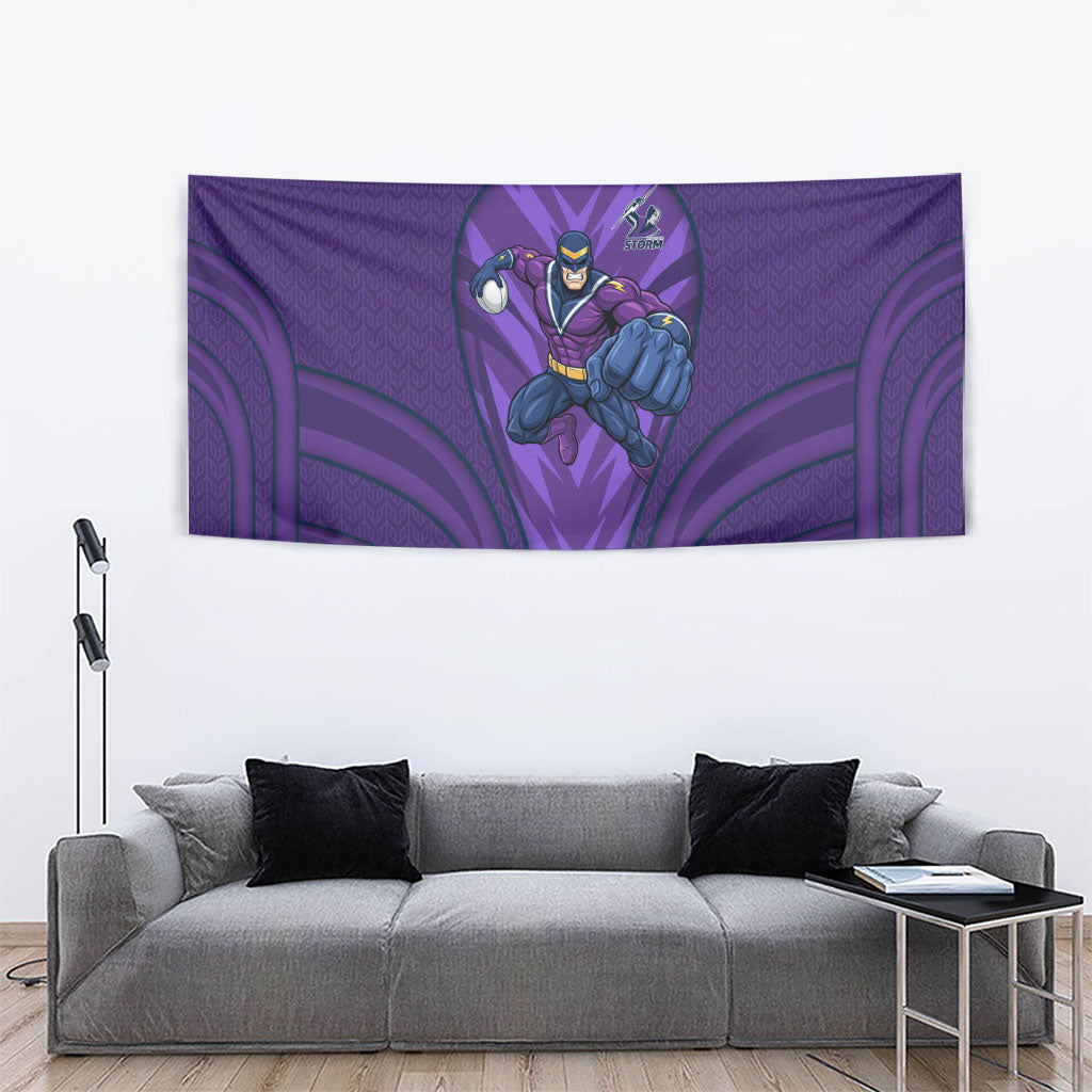 Melbourne Storm Rugby Mascot Tapestry Australian Rugby Culture - Tribal Inspired Superhero