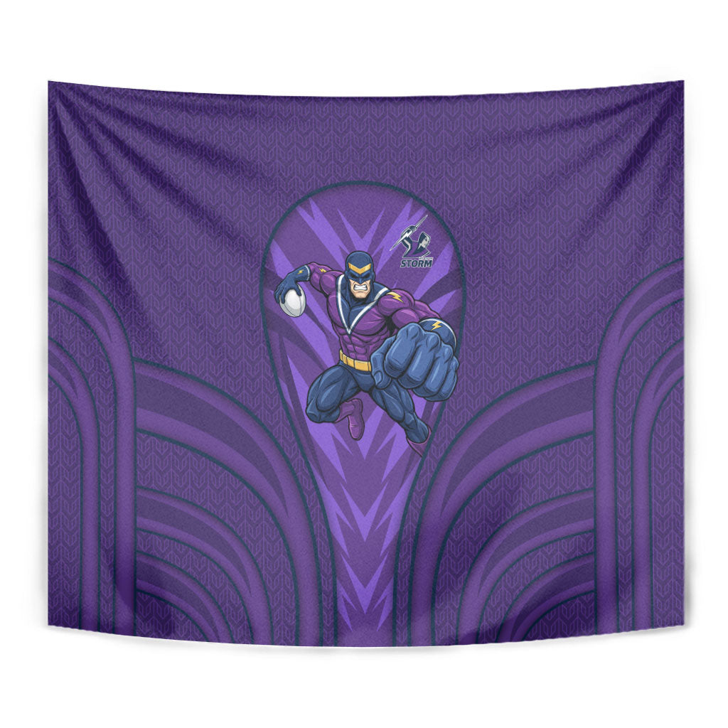 Melbourne Storm Rugby Mascot Tapestry Australian Rugby Culture - Tribal Inspired Superhero