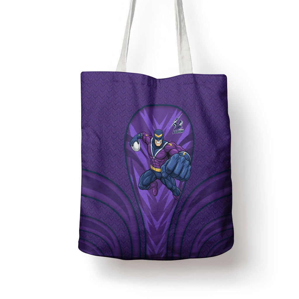 Melbourne Storm Rugby Mascot Tote Bag Australian Rugby Culture - Tribal Inspired Superhero
