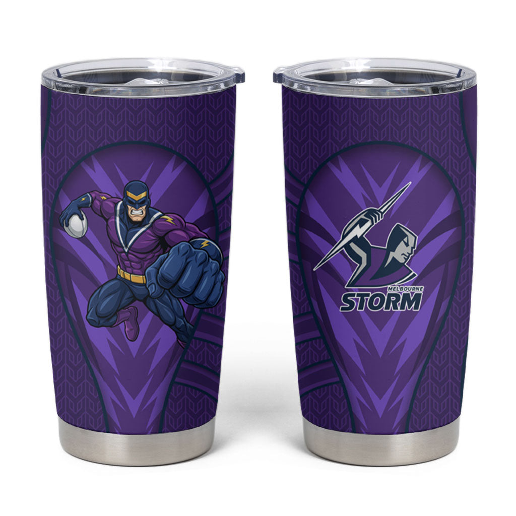 Melbourne Storm Rugby Mascot Tumbler Cup Australian Rugby Culture - Tribal Inspired Superhero
