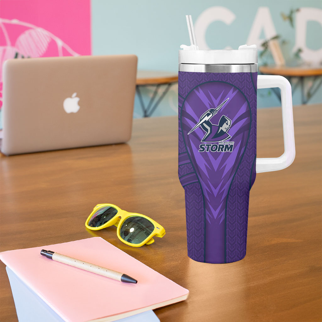 Melbourne Storm Rugby Mascot Tumbler With Handle Australian Rugby Culture - Tribal Inspired Superhero