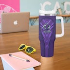 Melbourne Storm Rugby Mascot Tumbler With Handle Australian Rugby Culture - Tribal Inspired Superhero