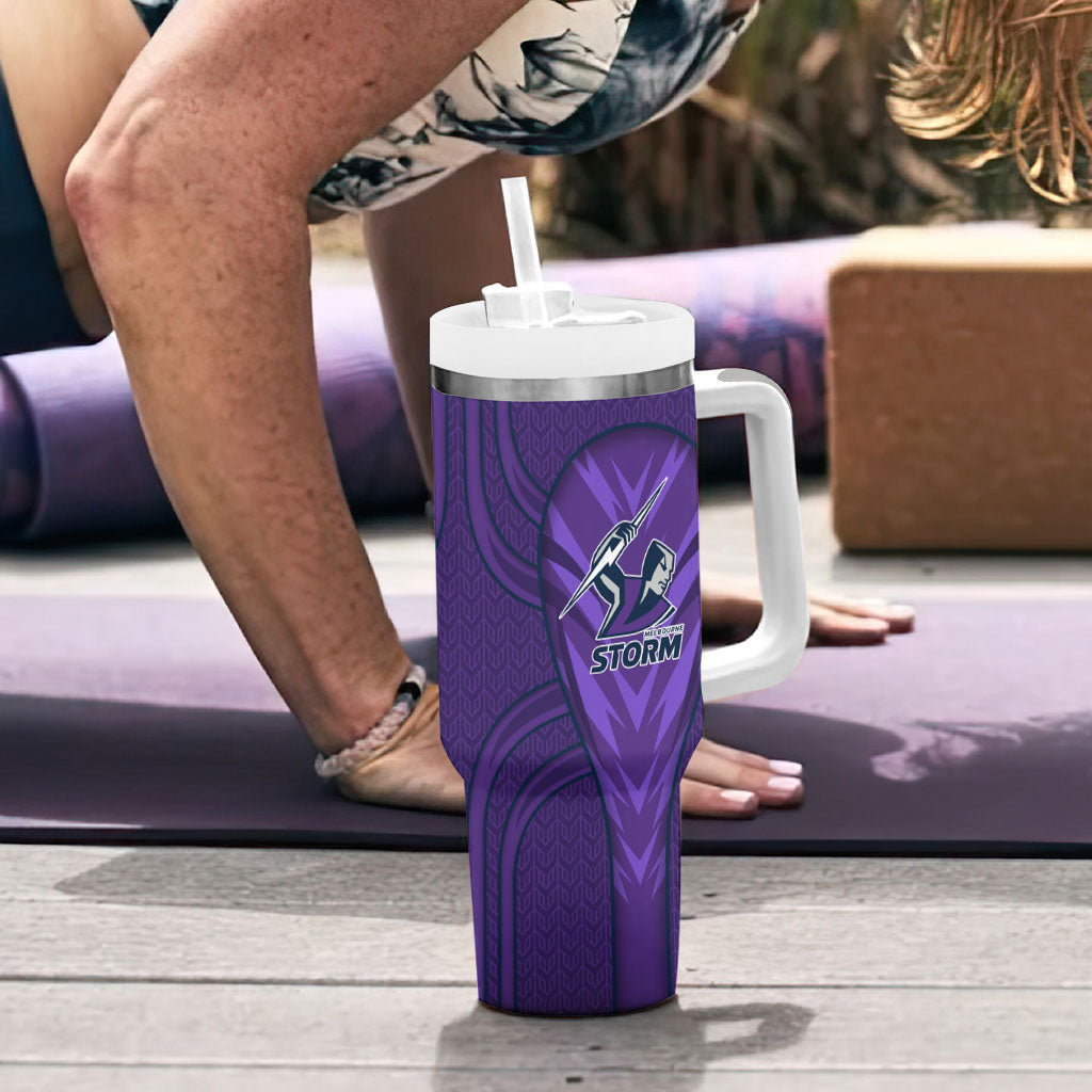 Melbourne Storm Rugby Mascot Tumbler With Handle Australian Rugby Culture - Tribal Inspired Superhero