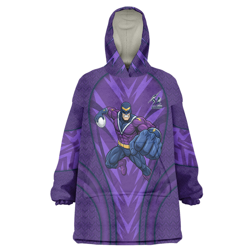 Melbourne Storm Rugby Mascot Wearable Blanket Hoodie Australian Rugby Culture - Tribal Inspired Superhero