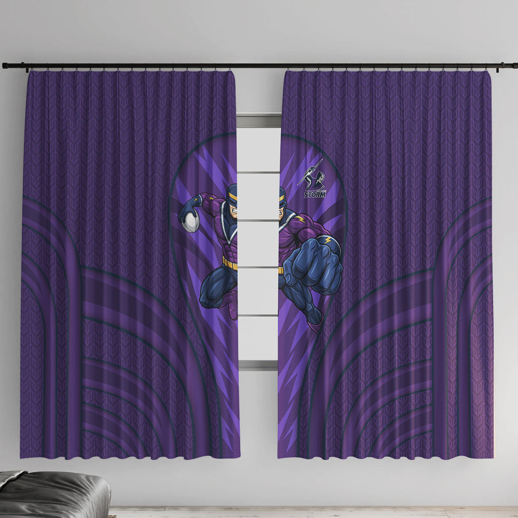 Melbourne Storm Rugby Mascot Window Curtain Australian Rugby Culture - Tribal Inspired Superhero