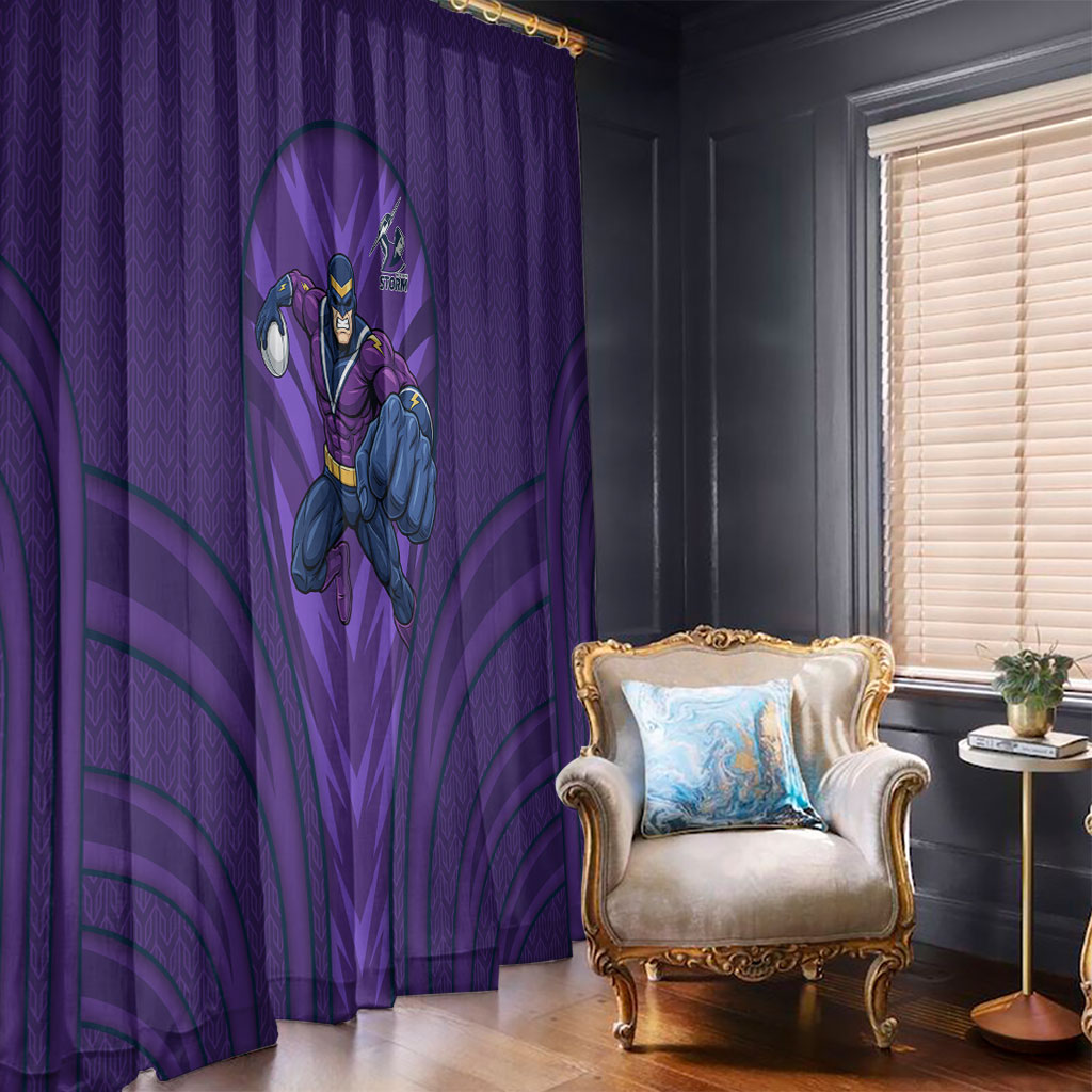Melbourne Storm Rugby Mascot Window Curtain Australian Rugby Culture - Tribal Inspired Superhero