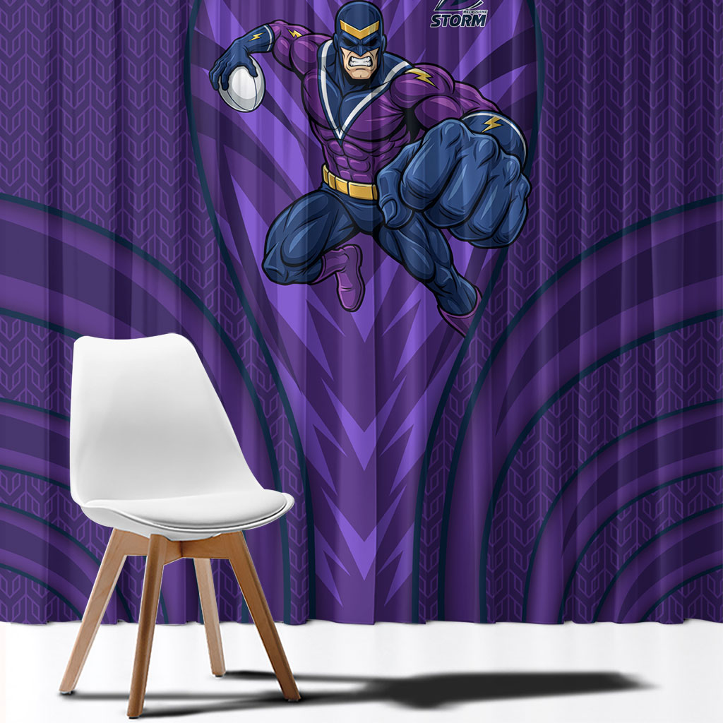Melbourne Storm Rugby Mascot Window Curtain Australian Rugby Culture - Tribal Inspired Superhero