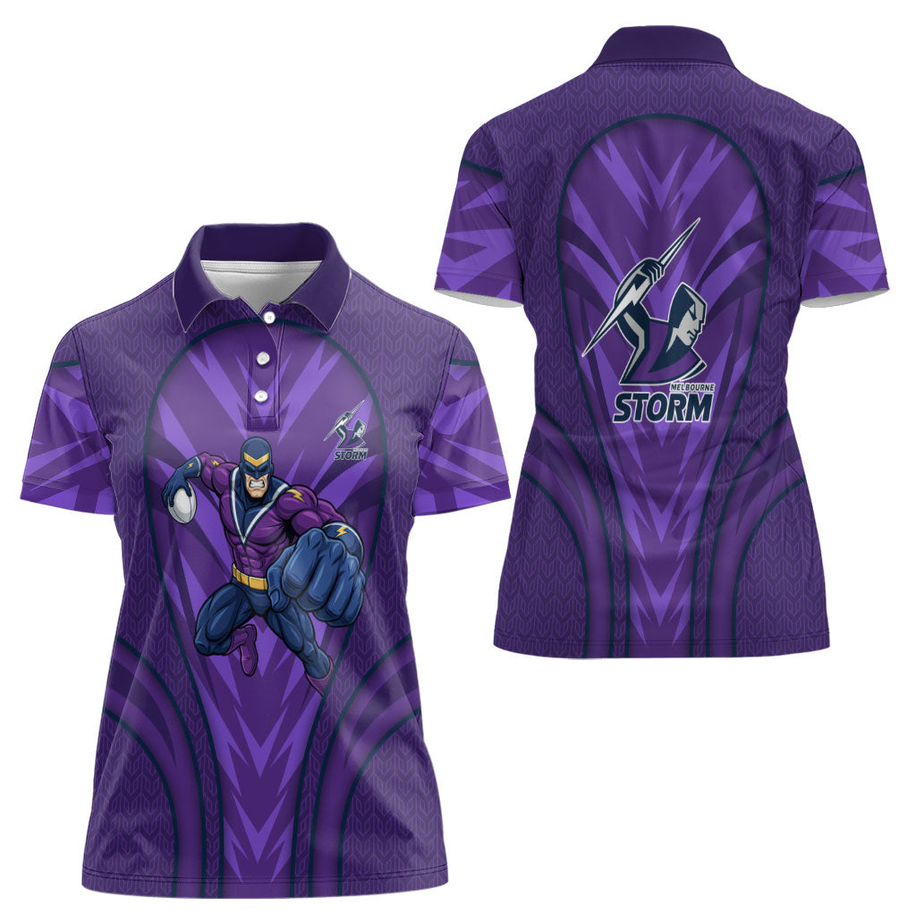 Melbourne Storm Rugby Mascot Women Polo Shirt Australian Rugby Culture - Tribal Inspired Superhero