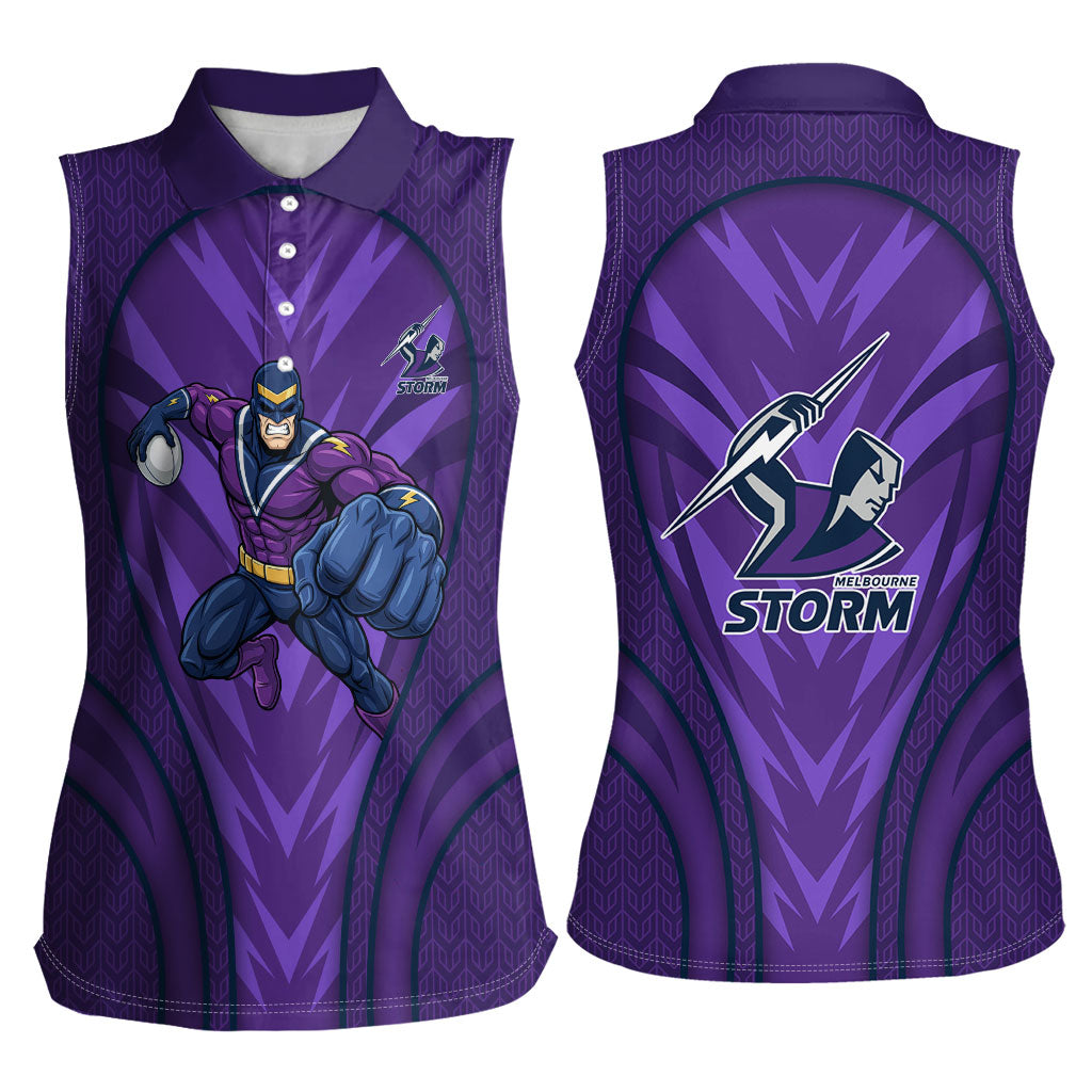Melbourne Storm Rugby Mascot Women Sleeveless Polo Shirt Australian Rugby Culture - Tribal Inspired Superhero