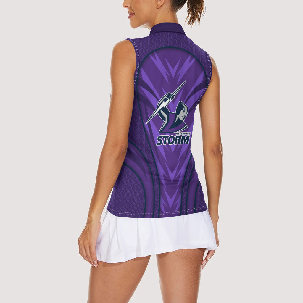 Melbourne Storm Rugby Mascot Women Sleeveless Polo Shirt Australian Rugby Culture - Tribal Inspired Superhero