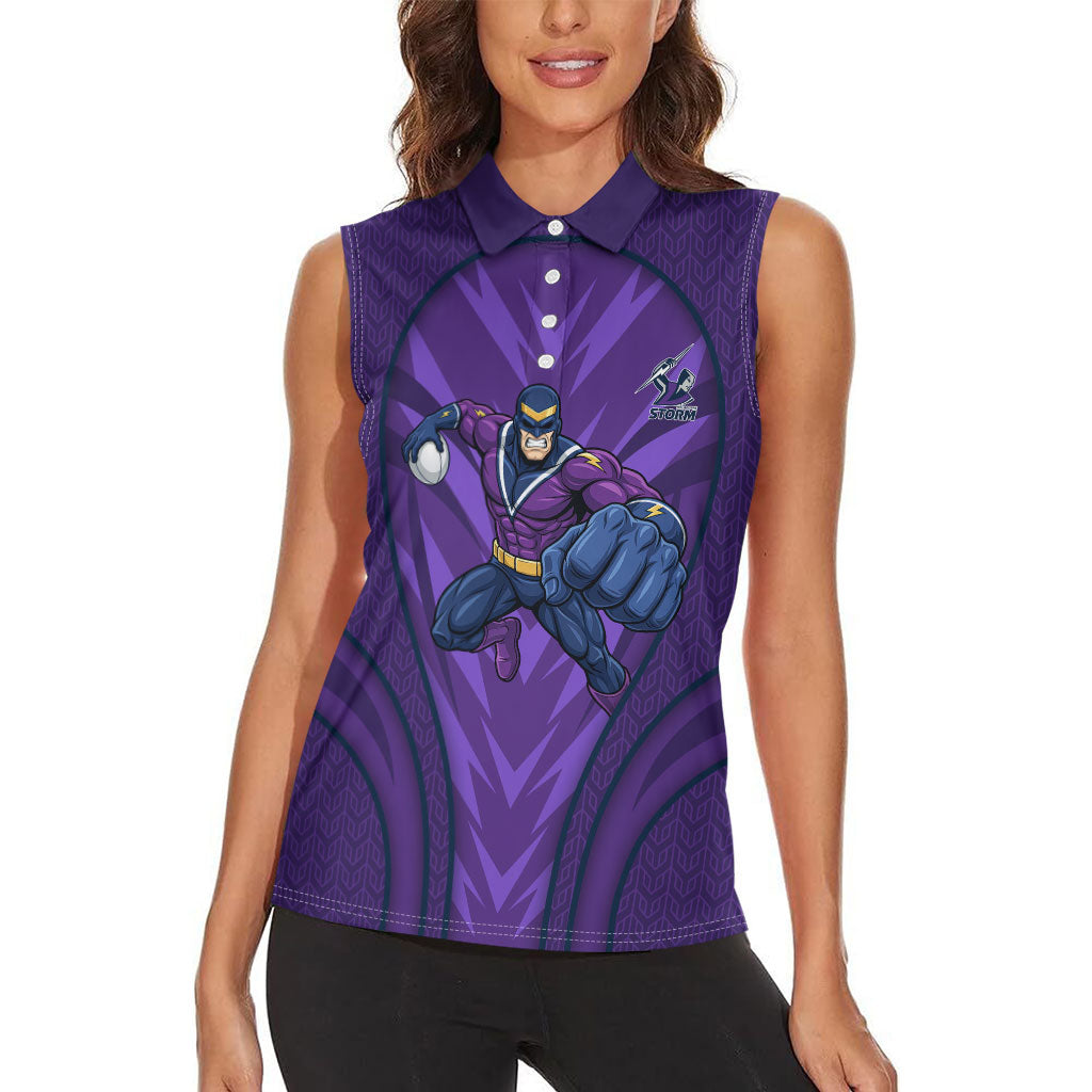 Melbourne Storm Rugby Mascot Women Sleeveless Polo Shirt Australian Rugby Culture - Tribal Inspired Superhero
