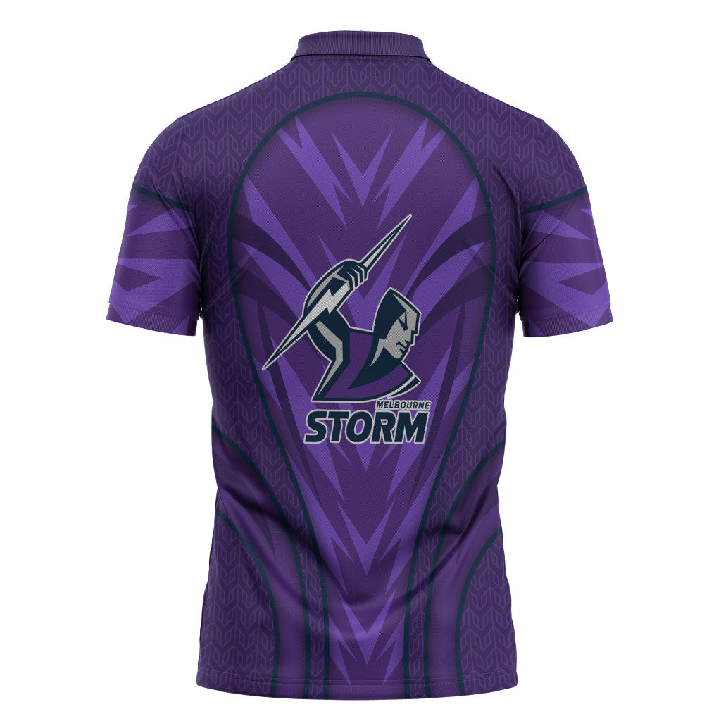 Melbourne Storm Rugby Mascot Zipper Polo Shirt Australian Rugby Culture - Tribal Inspired Superhero