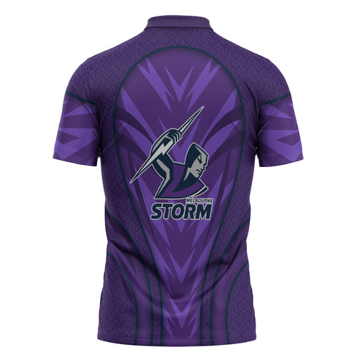 Melbourne Storm Rugby Mascot Zipper Polo Shirt Australian Rugby Culture - Tribal Inspired Superhero