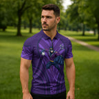 Melbourne Storm Rugby Mascot Zipper Polo Shirt Australian Rugby Culture - Tribal Inspired Superhero