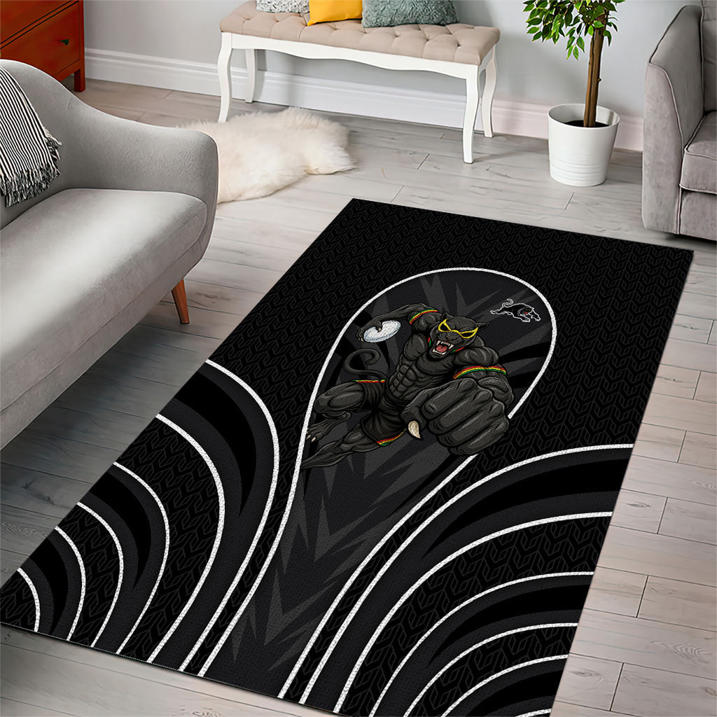 Penrith Panthers Rugby Mascot Area Rug Australian Rugby Culture - Tribal Inspired Black Panther