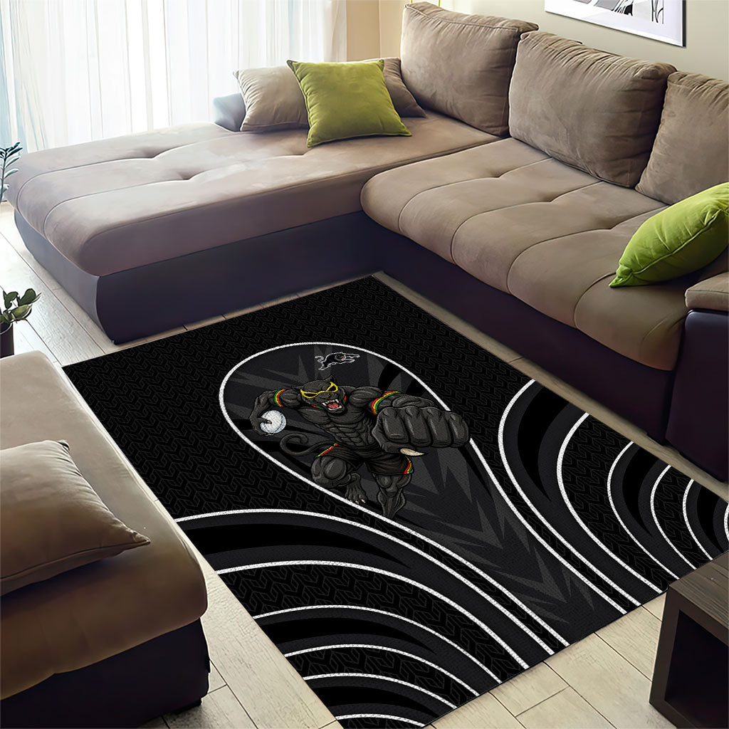 Penrith Panthers Rugby Mascot Area Rug Australian Rugby Culture - Tribal Inspired Black Panther