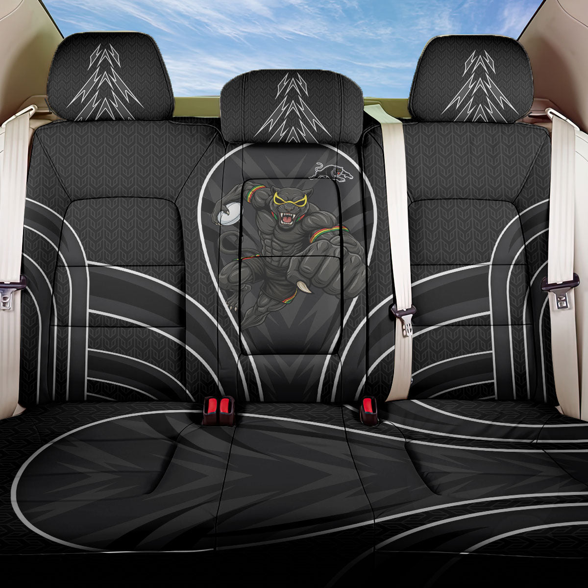 Penrith Panthers Rugby Mascot Back Car Seat Cover Australian Rugby Culture - Tribal Inspired Black Panther