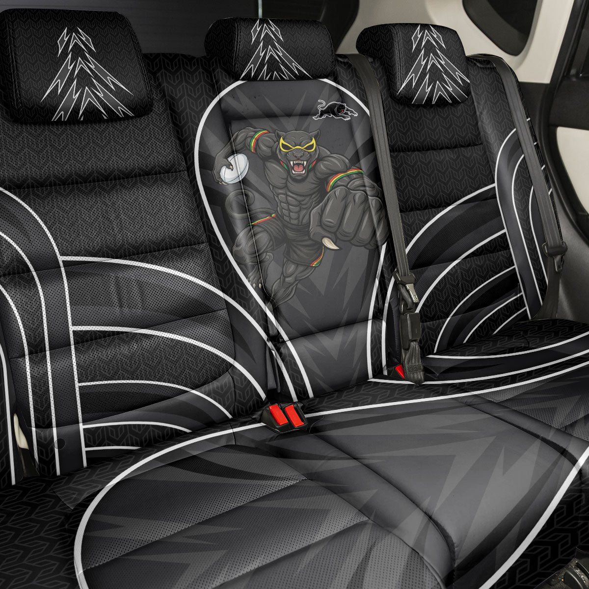 Penrith Panthers Rugby Mascot Back Car Seat Cover Australian Rugby Culture - Tribal Inspired Black Panther