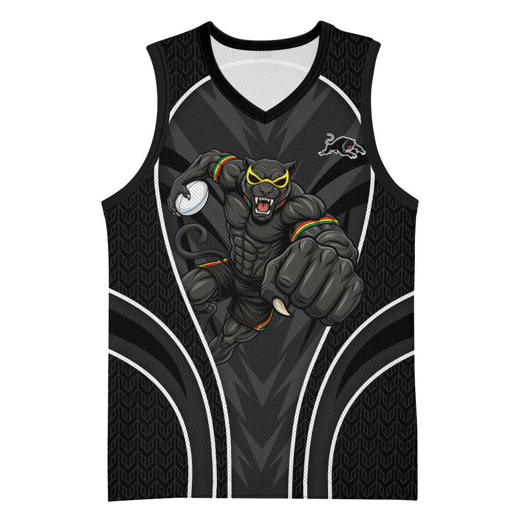 Penrith Panthers Rugby Mascot Basketball Jersey Australian Rugby Culture - Tribal Inspired Black Panther