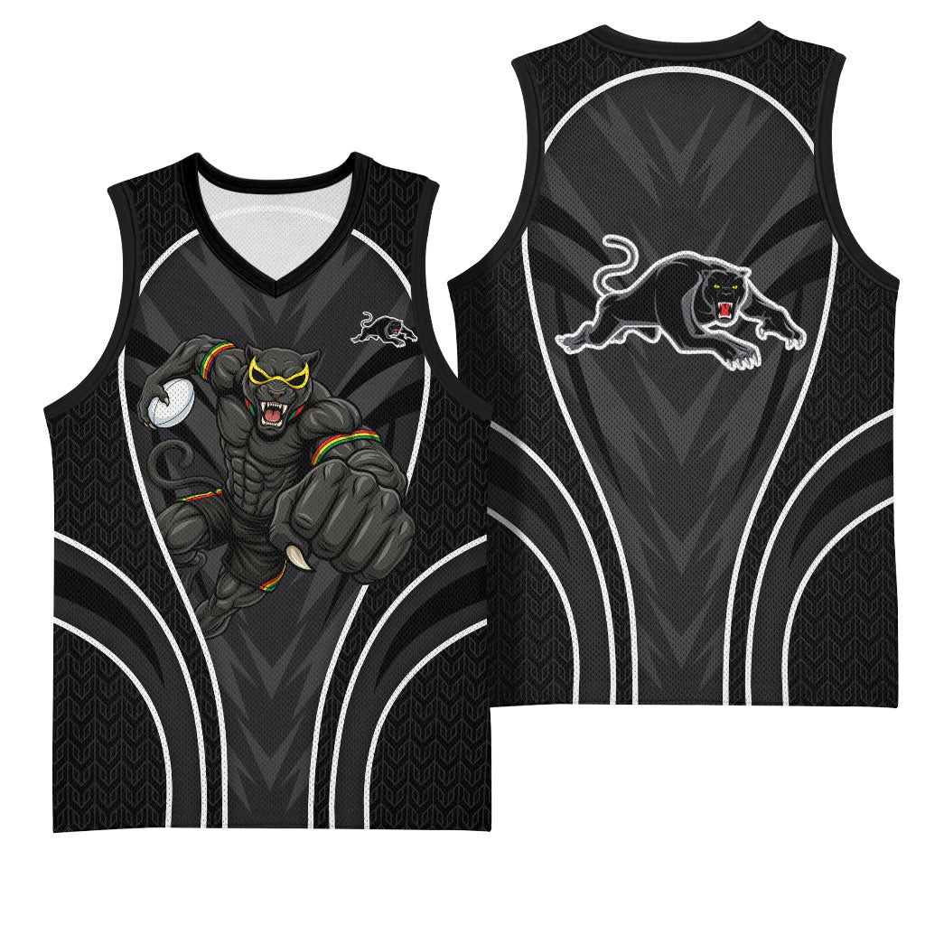 Penrith Panthers Rugby Mascot Basketball Jersey Australian Rugby Culture - Tribal Inspired Black Panther