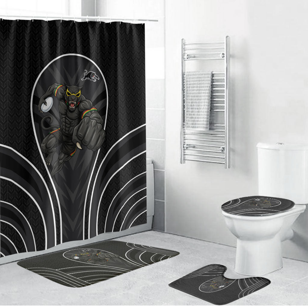Penrith Panthers Rugby Mascot Bathroom Set Australian Rugby Culture - Tribal Inspired Black Panther