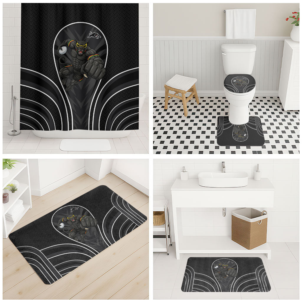 Penrith Panthers Rugby Mascot Bathroom Set Australian Rugby Culture - Tribal Inspired Black Panther