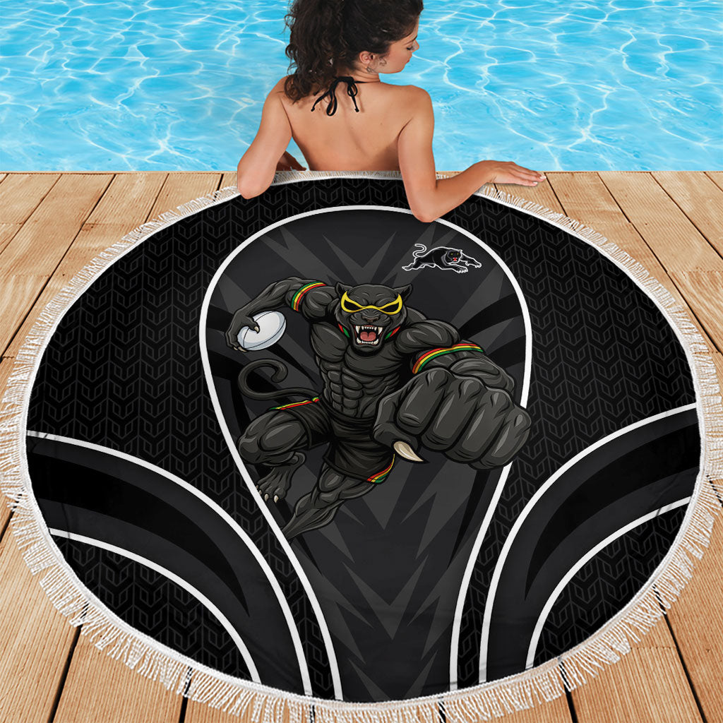 Penrith Panthers Rugby Mascot Beach Blanket Australian Rugby Culture - Tribal Inspired Black Panther