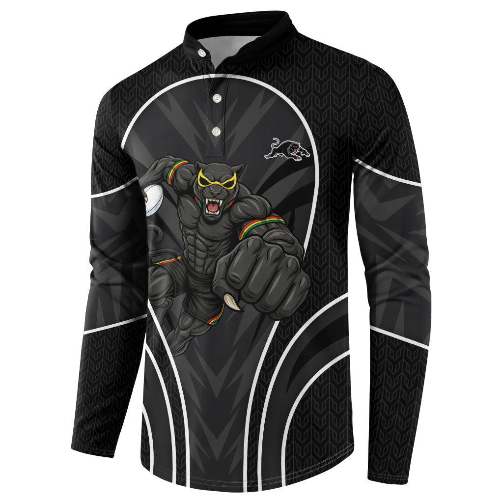 Penrith Panthers Rugby Mascot Button Sweatshirt Australian Rugby Culture - Tribal Inspired Black Panther