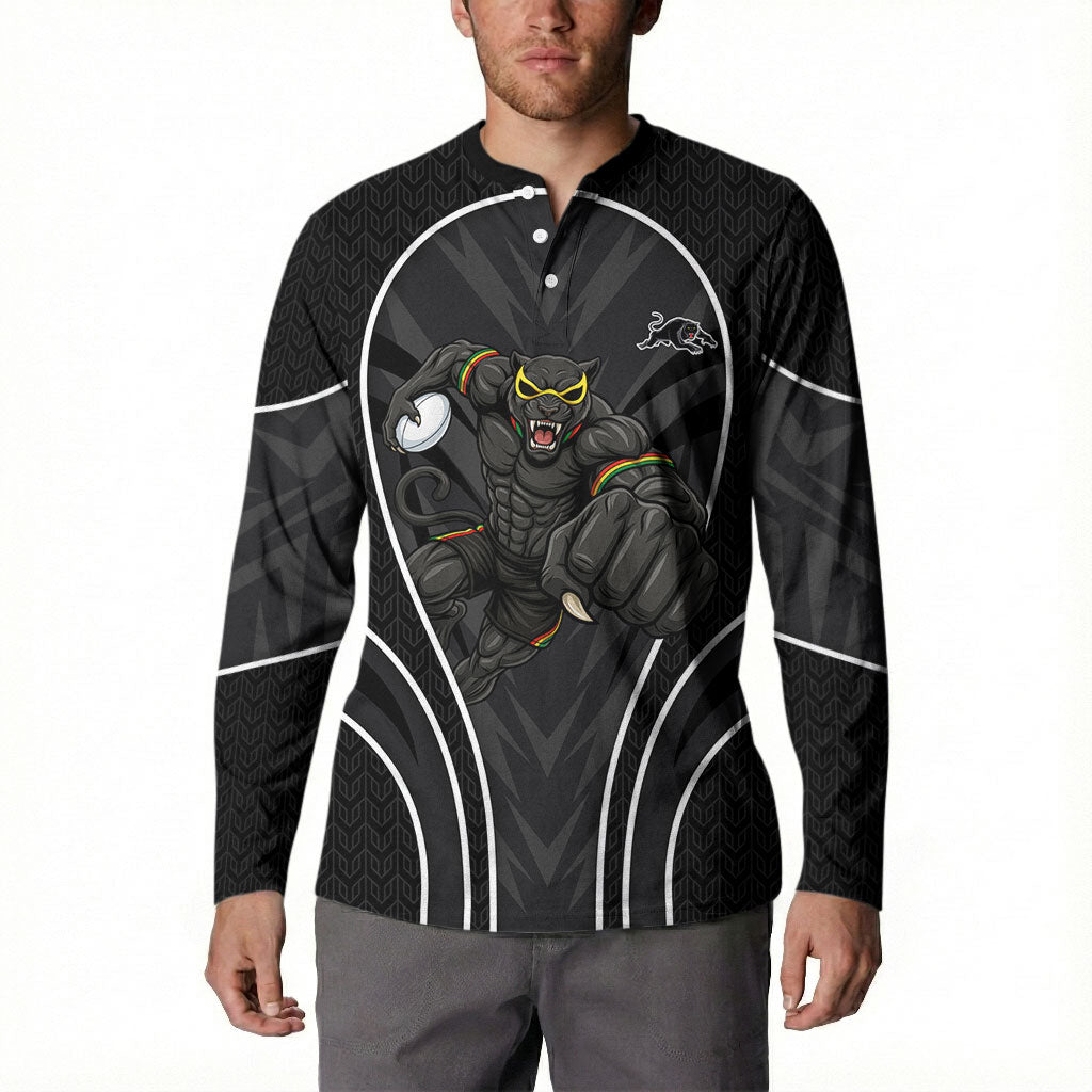 Penrith Panthers Rugby Mascot Button Sweatshirt Australian Rugby Culture - Tribal Inspired Black Panther