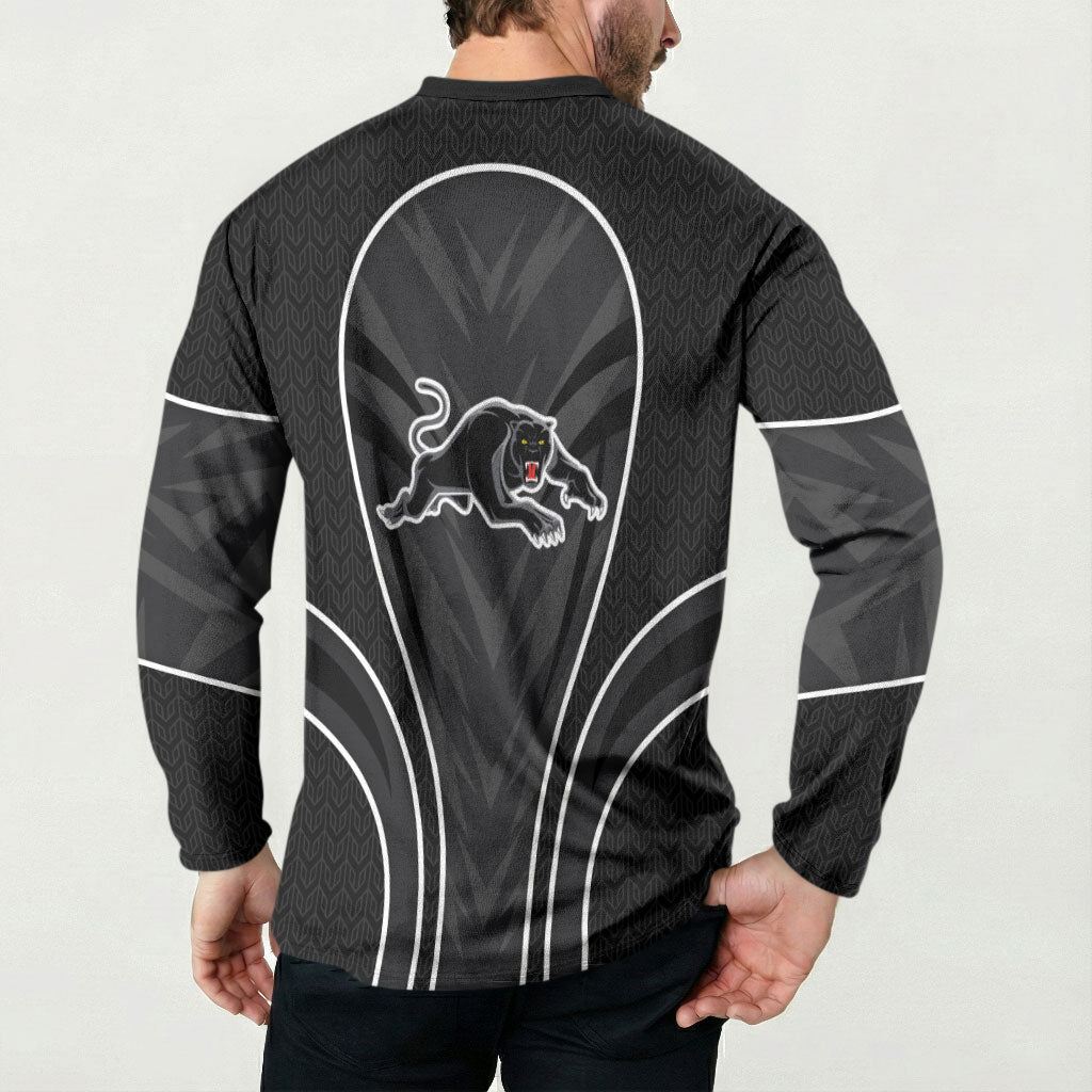 Penrith Panthers Rugby Mascot Button Sweatshirt Australian Rugby Culture - Tribal Inspired Black Panther
