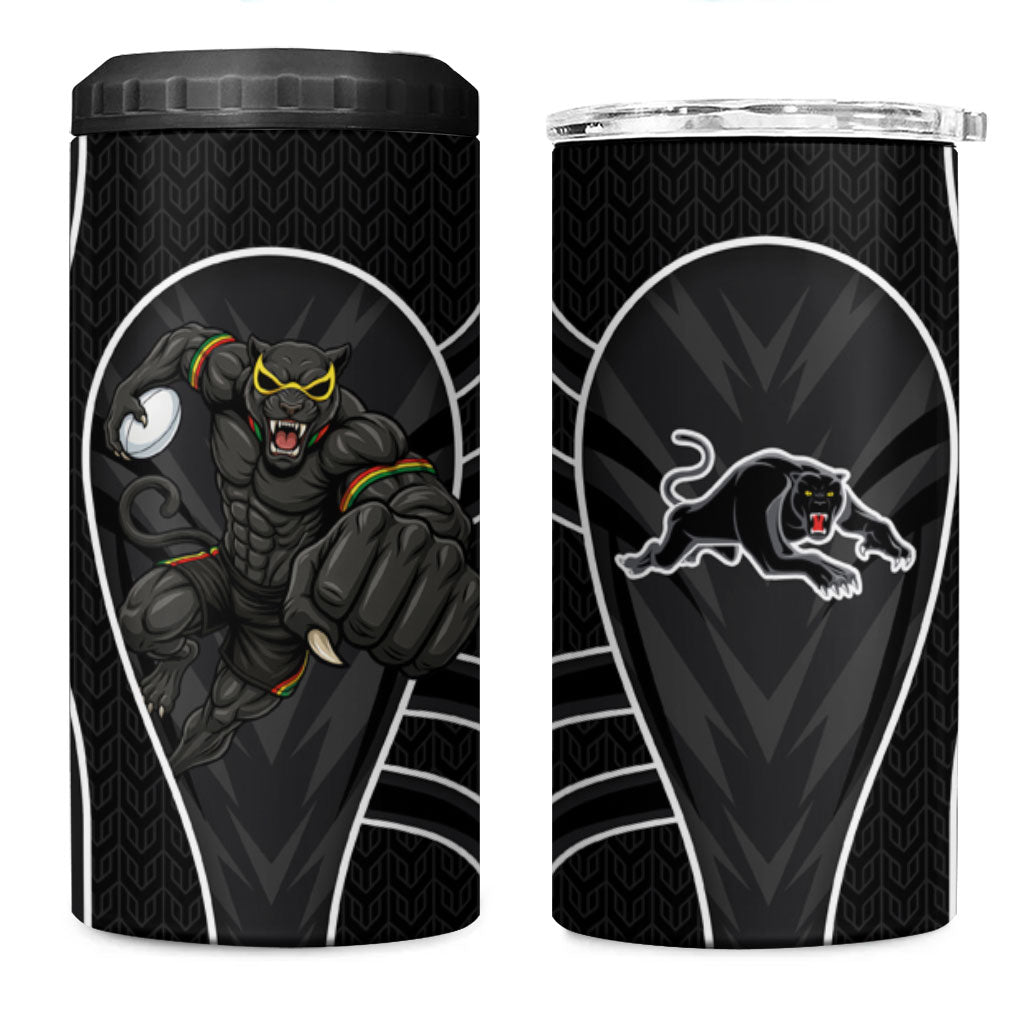 Penrith Panthers Rugby Mascot 4 in 1 Can Cooler Tumbler Australian Rugby Culture - Tribal Inspired Black Panther